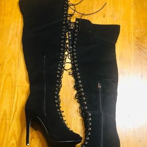 Thigh High Black Suede Boots